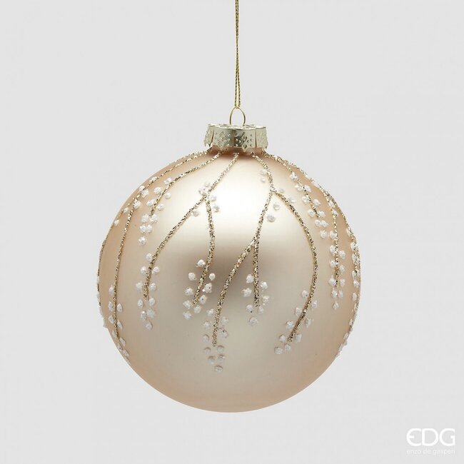 EDG Kerstbal Champagne met Bloesemtakken Ø12 cm