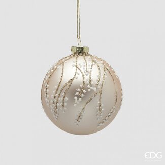 EDG Kerstbal Champagne met Bloesemtakken Ø10 cm