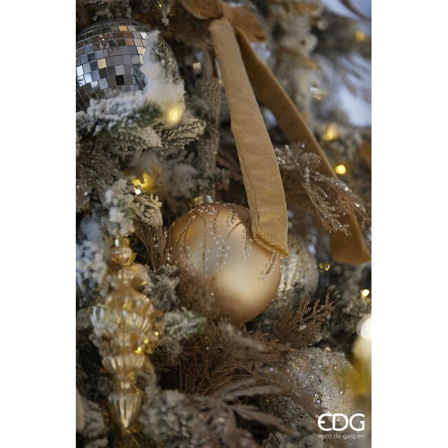 EDG Kerstbal Champagne met Bloesemtakken Ø10 cm