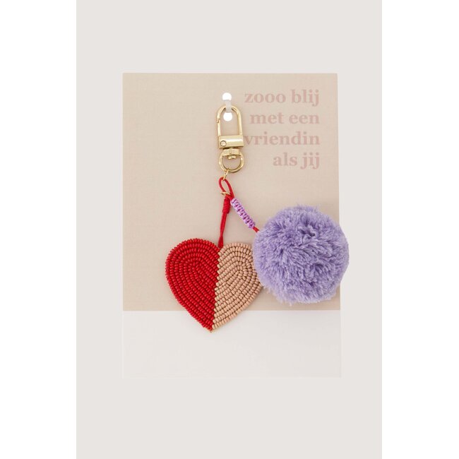 Zusss Ansichtkaart tashanger pompon hart zo blij