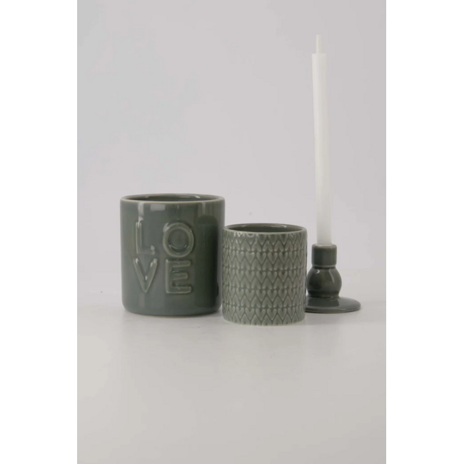 Zusss Kandelaar keramiek bolling donkergroen