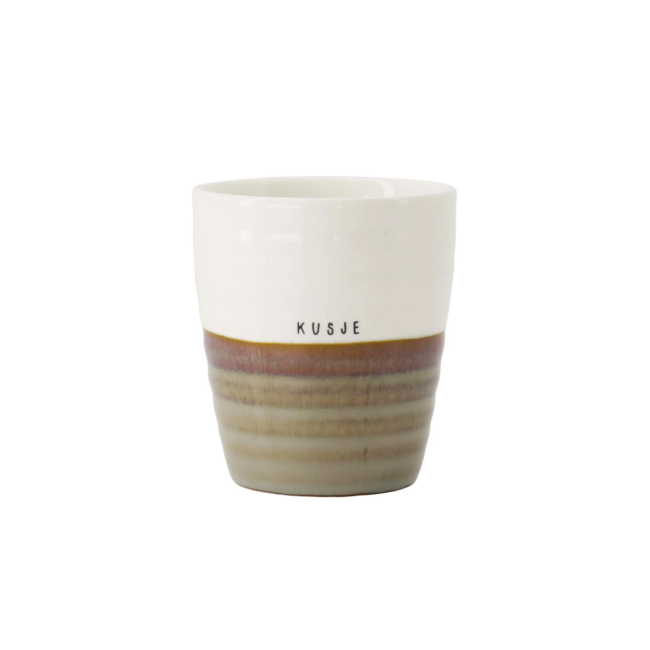 Zusss Koffiemok kusje grijsblauw/wit