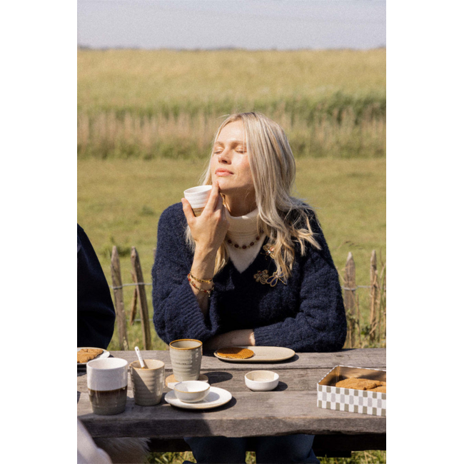 Zusss Koffiemok kusje grijsblauw/wit