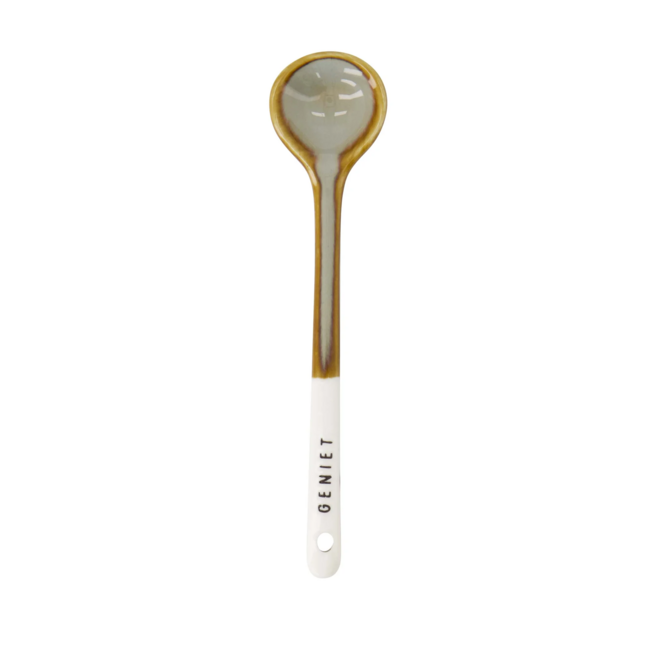 Zusss Lepeltje keramiek geniet wit/grijsblauw