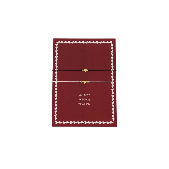 Zusss Ansichtkaart vriendschapsarmbandjes rood/zwart/goud