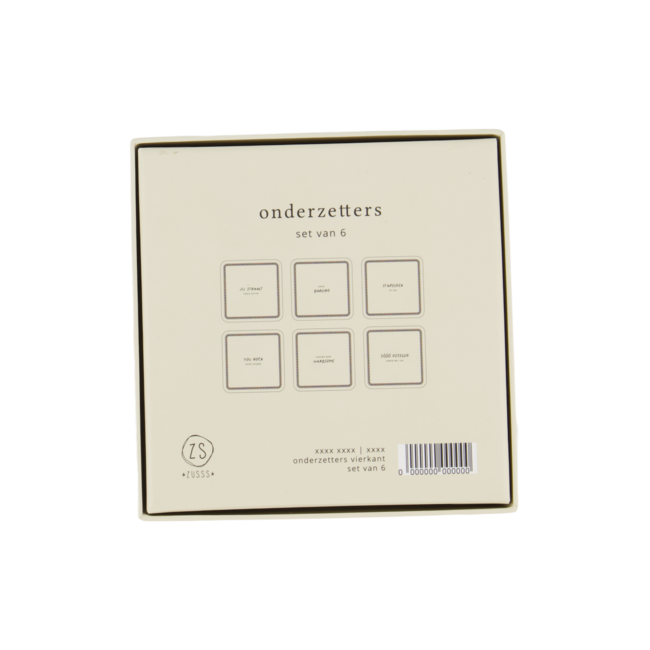 Zusss Set van 6 onderzetters zand/antracietgrijs
