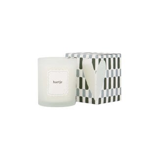 Zusss Geurkaars glas in doosje zilver hartje groen/grijs