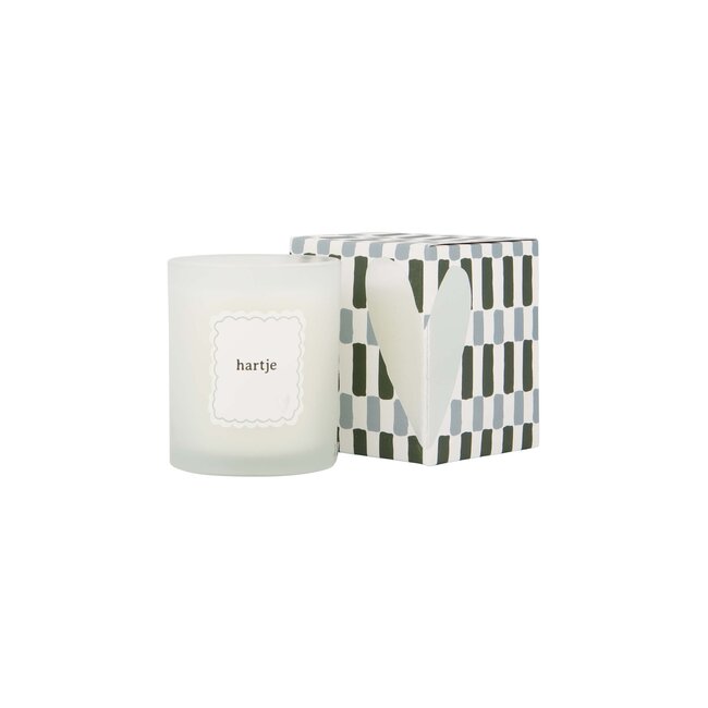 Zusss Geurkaars glas in doosje zilver hartje groen/grijs