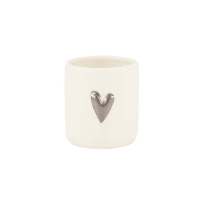 Zusss Geurkaarsje keramiek hartje wit/zilver