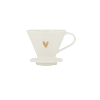 Zusss Koffiefilterhouder keramiek hartje wit/goud
