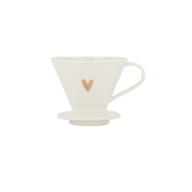 Zusss Koffiefilterhouder keramiek hartje wit/goud