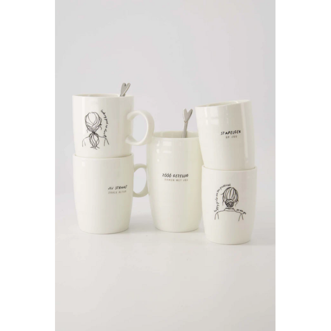 Zusss Mok L zoo gezellig wit/zwart