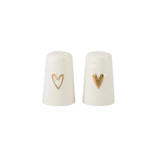 Zusss Peper en zout stel keramiek hartje wit/goud