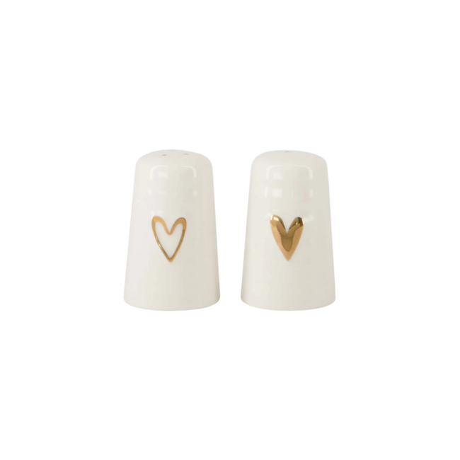 Zusss Peper en zout stel keramiek hartje wit/goud