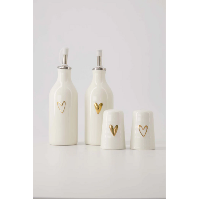 Zusss Peper en zout stel keramiek hartje wit/goud