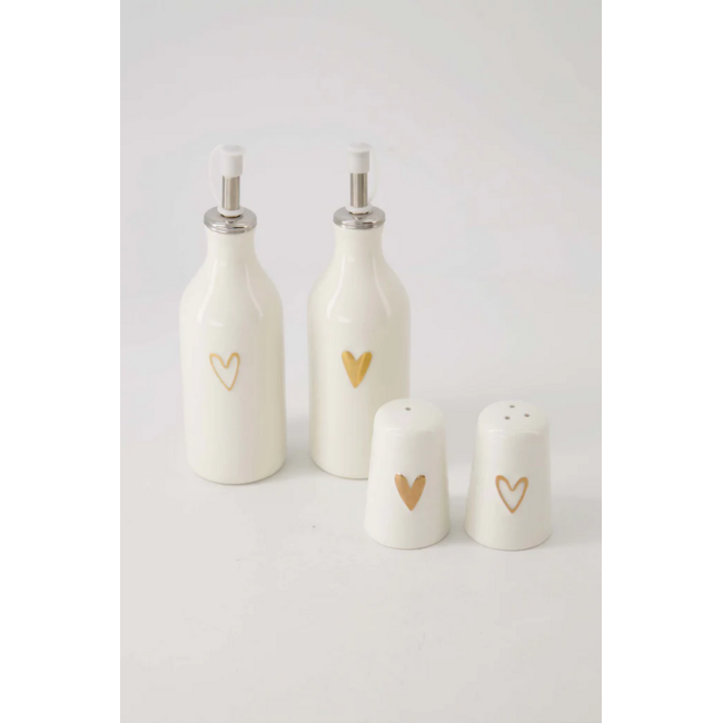 Zusss Peper en zout stel keramiek hartje wit/goud