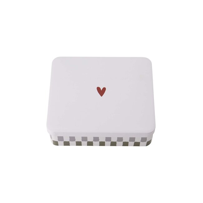 Zusss Koekblik hartje rood/grijs/groen