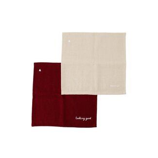 Zusss Set van 2 vaatdoekjes hartje zand/port