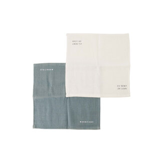 Zusss Set van 2 vaatdoekjes zo leuk wit/grijsblauw