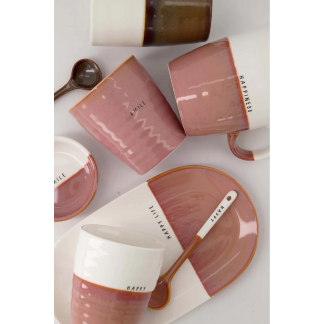 Zusss Lepeltje keramiek enjoy wit/bruin