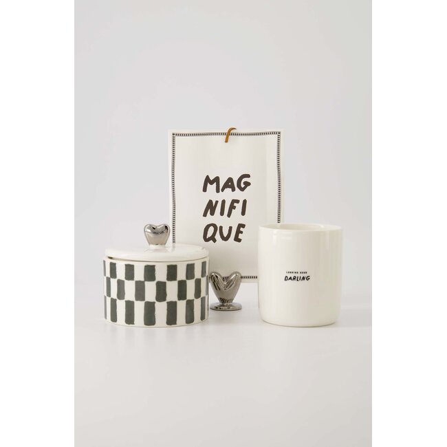 Zusss Kaartenstandaard keramiek hartje zilver