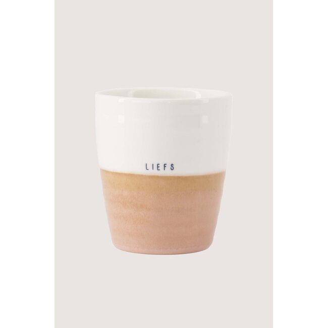 Zusss Koffiemok liefs wit / roze