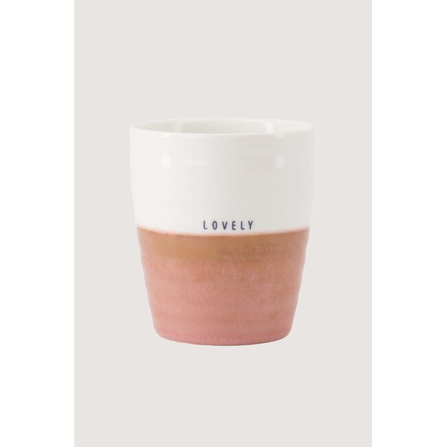 Zusss Koffiemok lovely wit / donkerroze