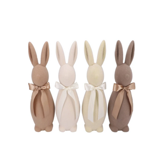 Easter flock natural brown bunny bow ass 14x14x42cm