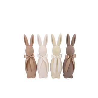 Easter flock natural brown bunny bow ass 10x10x31cm