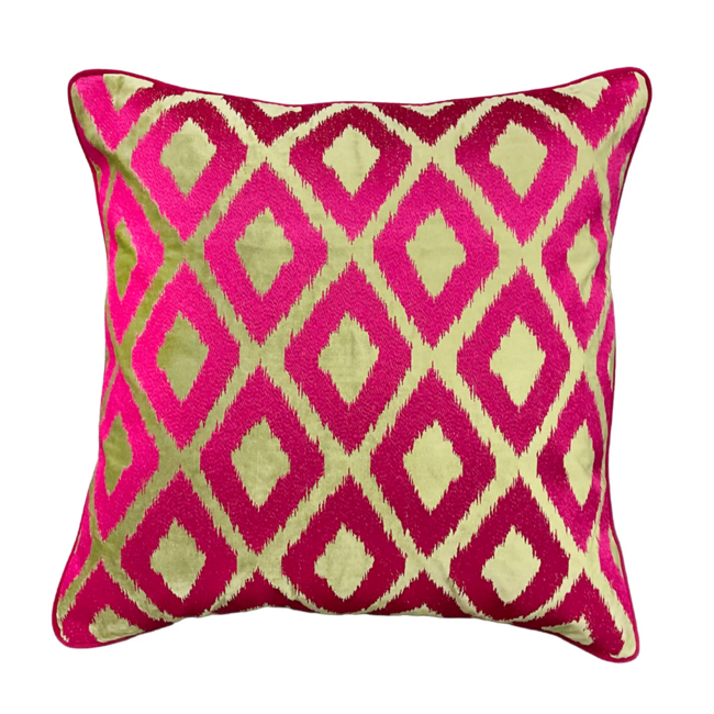 Colmore Kussen mint groen/fuchsia fluweell 50x50