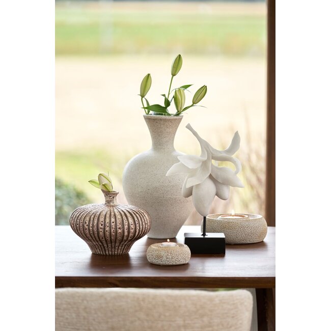 Light & Living Vaas deco 31x29,5x25,5 cm NEVANO mat donker bruin+crème