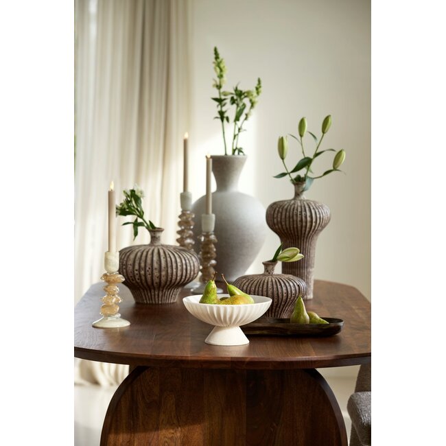 Light & Living Vaas deco 31x29,5x25,5 cm NEVANO mat donker bruin+crème