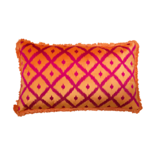 Colmore Cushion w/fringe orange/pink velvet VI/CO 60x35