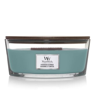 Woodwick Evergreen Cashmere Ellipse Candle WoodWick© HearthWick Flame© 50h