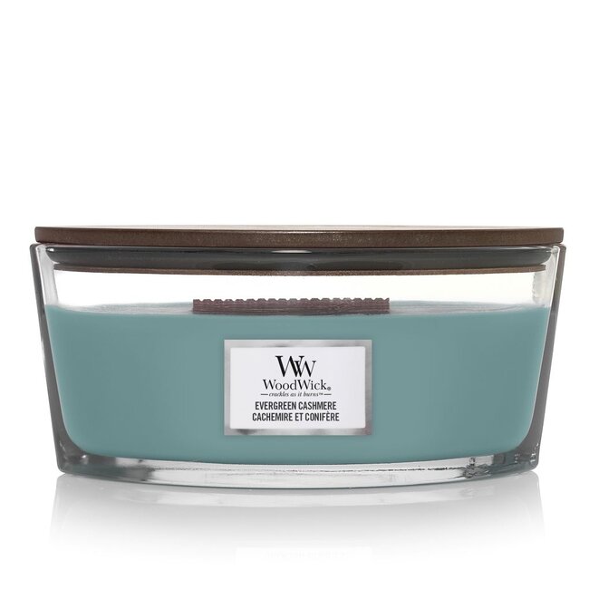 Woodwick Evergreen Cashmere Ellipse Candle WoodWick© HearthWick Flame© 50h