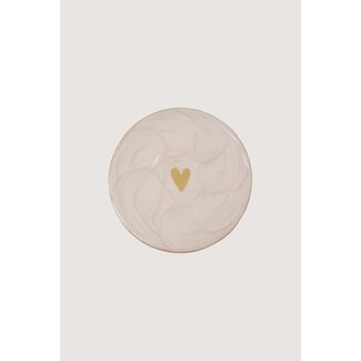 Zusss Set van 4 onderzetters parelmoer hartje wit / goud