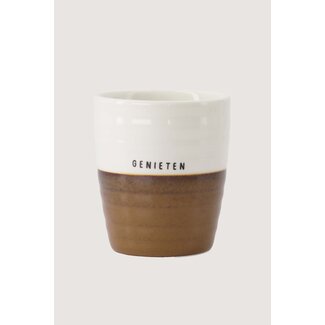 Zusss Koffiemok genieten wit / bruin