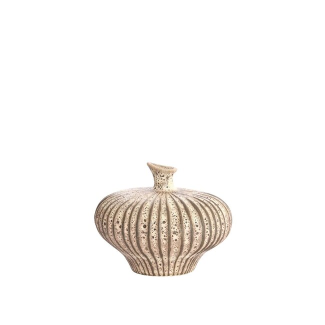 Light & Living Vaas deco 23x22,5x18 cm NEVANO mat donker bruin+crème