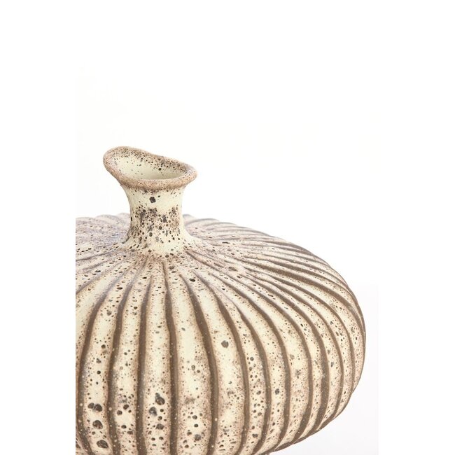 Light & Living Vaas deco 23x22,5x18 cm NEVANO mat donker bruin+crème