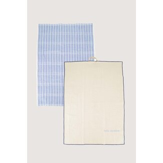 Zusss Keukenset ruit hello sunshine grijsblauw/zand