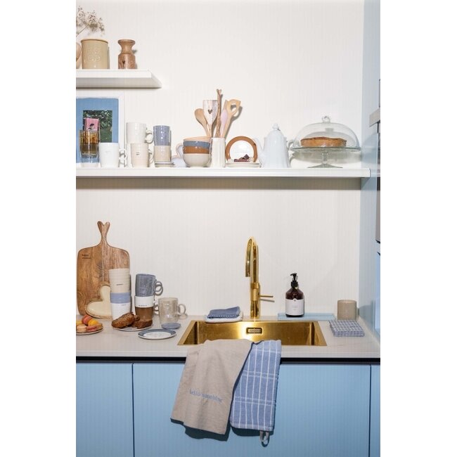 Zusss Keukenset ruit hello sunshine grijsblauw/zand