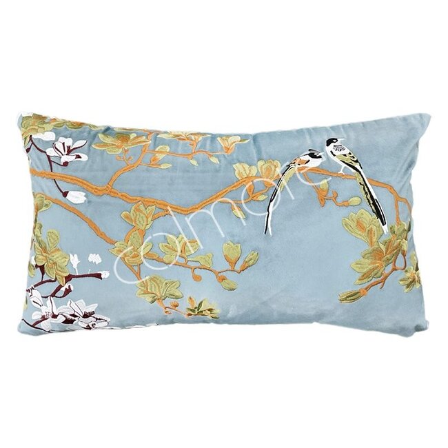 Colmore Kussen vogels op tak lichtblauw CO 60x35