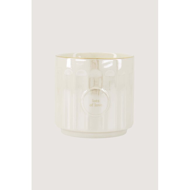 Zusss Geurkaars keramiek parelmoer ribbel lots of love