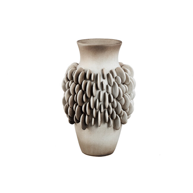 PTMD Wina Beige ceramic vase with round scales high L
