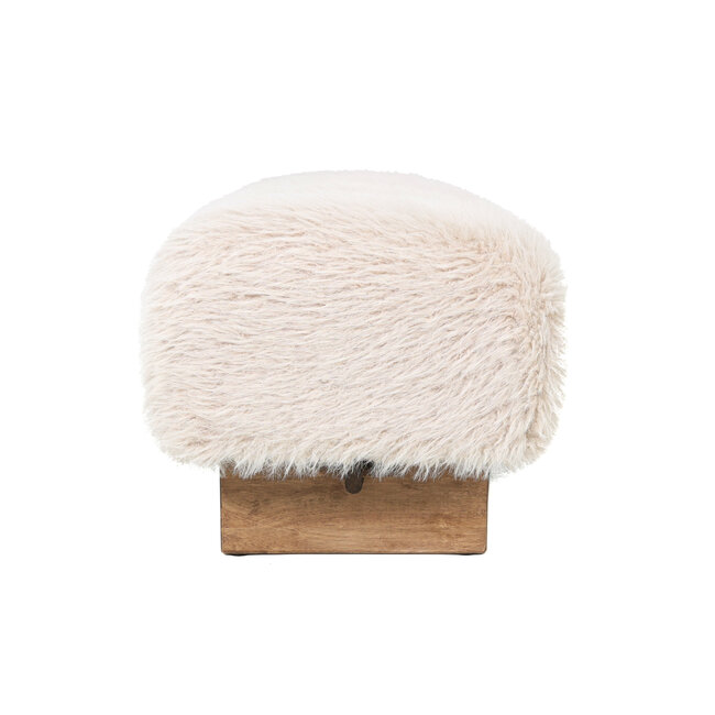 PTMD Hair Beige fabric bench with wooden legs