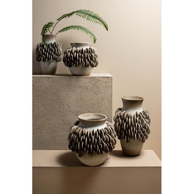 PTMD Wina Beige ceramic vase with round scales high S