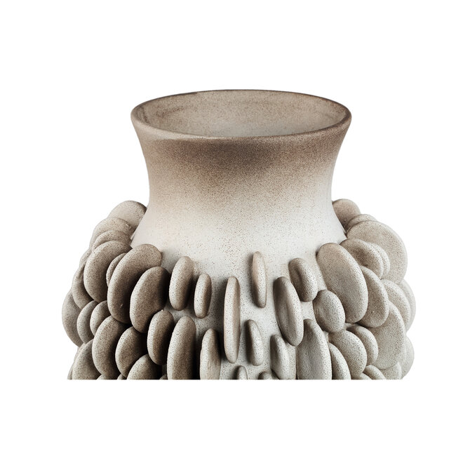 PTMD Wina Beige ceramic vase with round scales high L