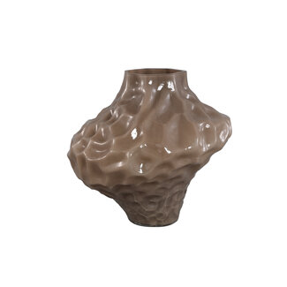 PTMD Moises Taupe irregular dented glass vase L