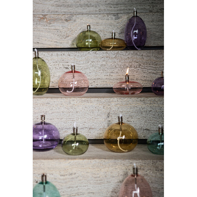 PTMD Adilia Moss Green glass oil lamp round L