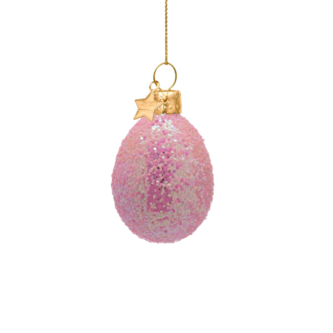 Vondels Paasei met glitter paasornament 6 cm set van 5